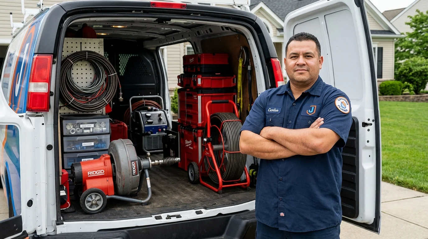 Professional drain cleaning equipment and Johns Plumbing LLC plumber in San Augustine
