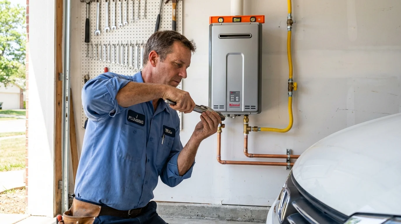 Tankless water heater installation by a Johns Plumbing LLC plumber in San Augustine